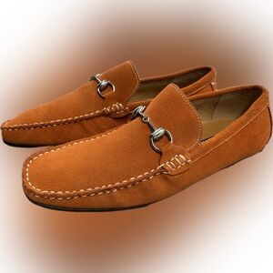 Men's Orange Suede Loafers
